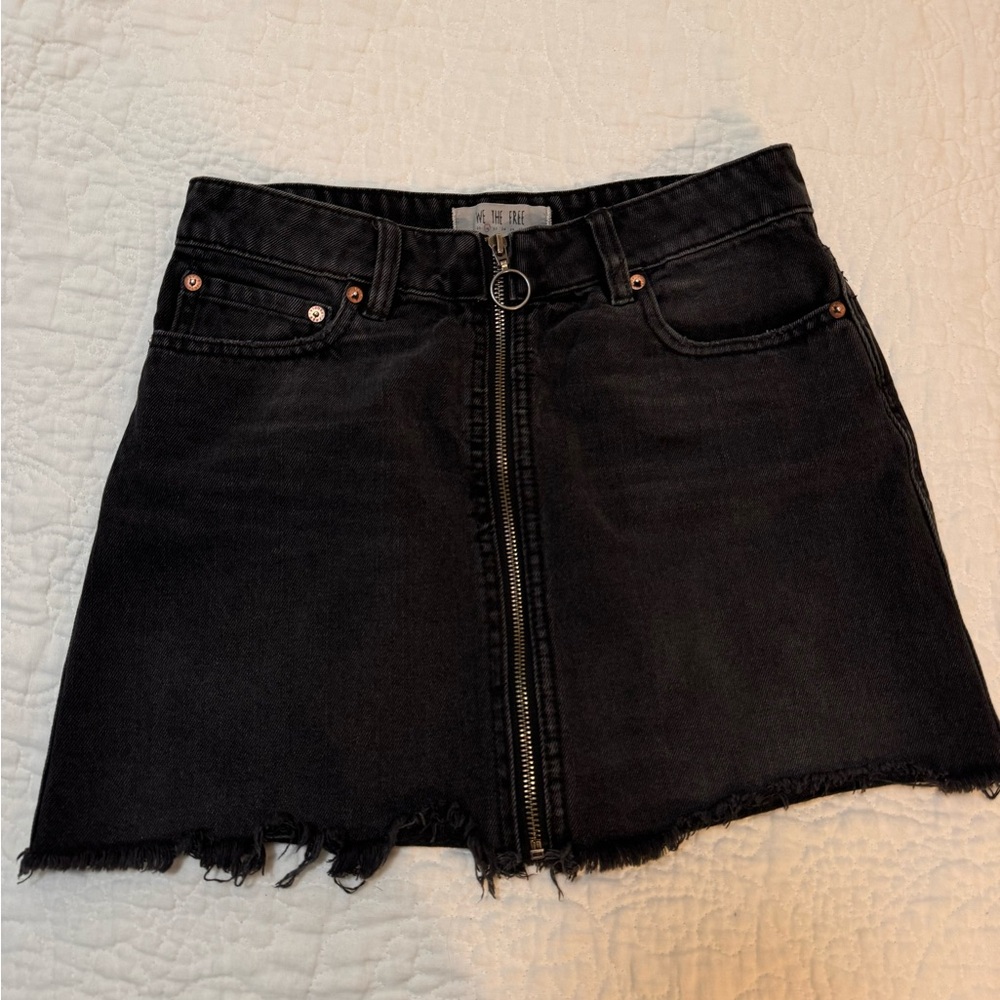 Free People Black Jean Skirt